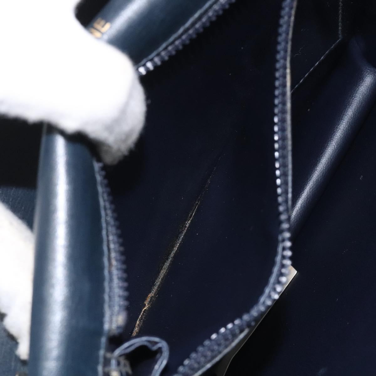 Celine Flap Shoulder Bag Leather, NAVY, LEATHER, Shoulder bag