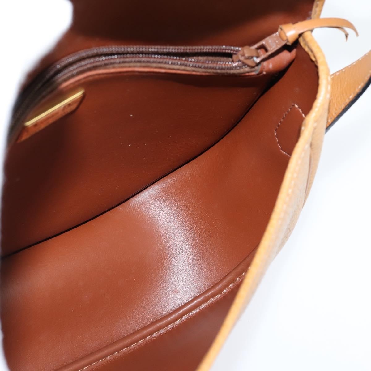 Christian Dior Vintage CD Logo Shoulder Bag Leather, BROWN, LEATHER, Shoulder bag