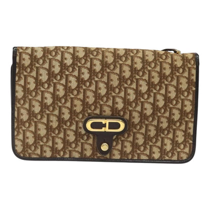 Christian Dior Vintage Trotter Flap Shoulder Bag Canvas, BROWN, CANVAS, Shoulder bag