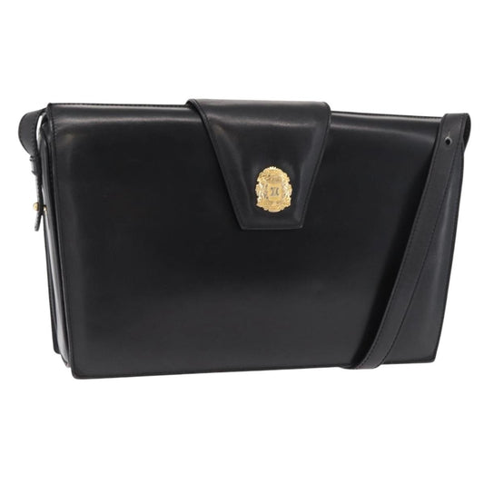 Celine Vintage Shoulder Bag Leather, BLACK, LEATHER, Shoulder bag