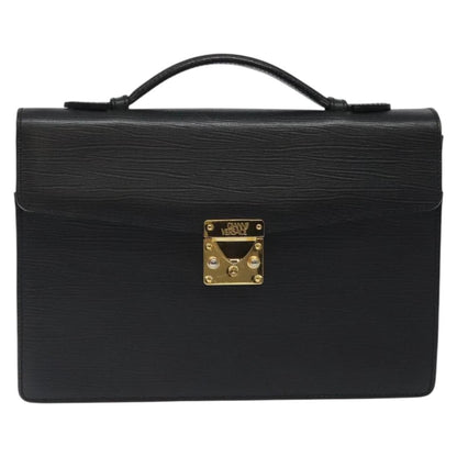 Versace Lock Flap Briefcase Leather, BLACK, LEATHER, Briefcase