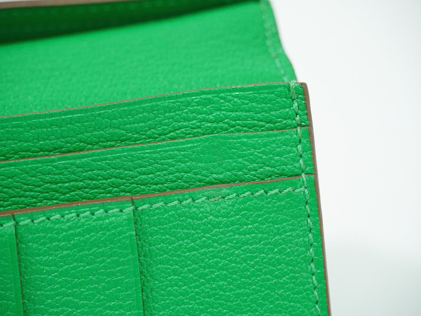 Hermes Bearn Wallet Chevre Mysore, GREEN, LEATHER, Wallets