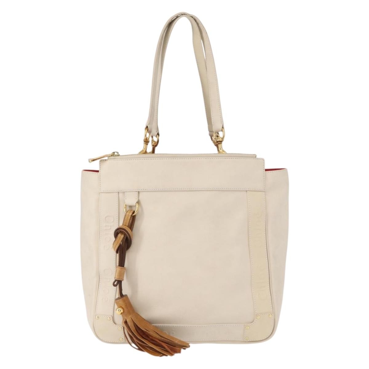 Chloe Eden Tote bag Leather, WHITE, LEATHER, Tote bag