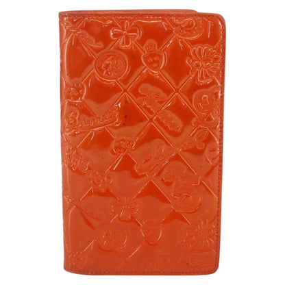 Chanel Lucky Symbols Yen Wallet Embossed Quilted Patent, Orange, Patent Leather, Wallet