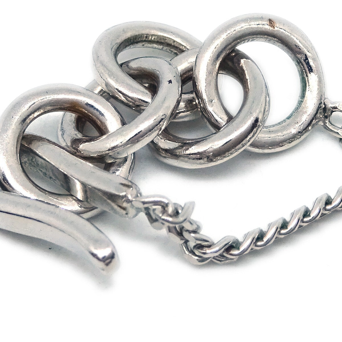 Chanel Vintage CC Pendent Necklace Plated Metal, SILVER, SILVER_PLATED, Necklace