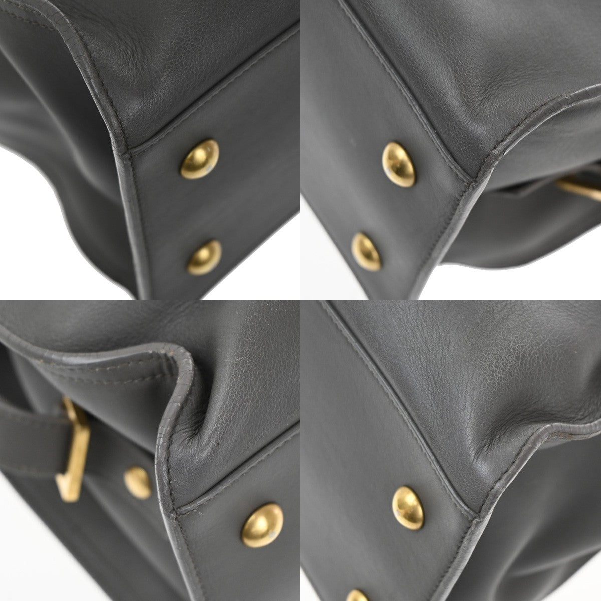 Saint Laurent Classic Y Cabas Leather, GRAY, LEATHER, Handbag