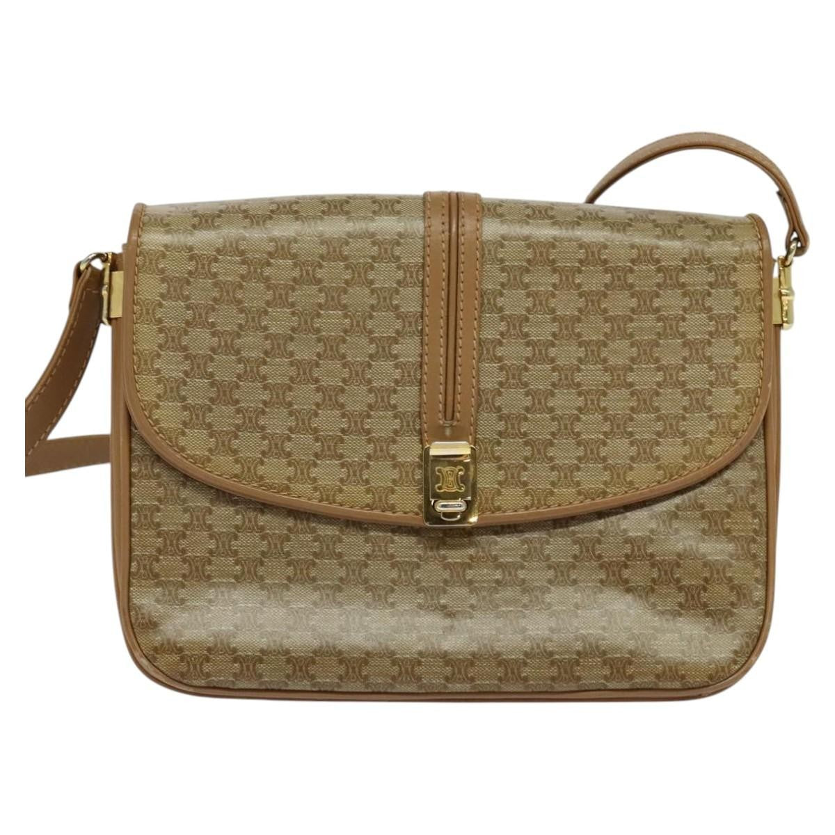 Celine Macadam Shoulder Bag PVC Leather, BEIGE, CANVAS, Shoulder bag