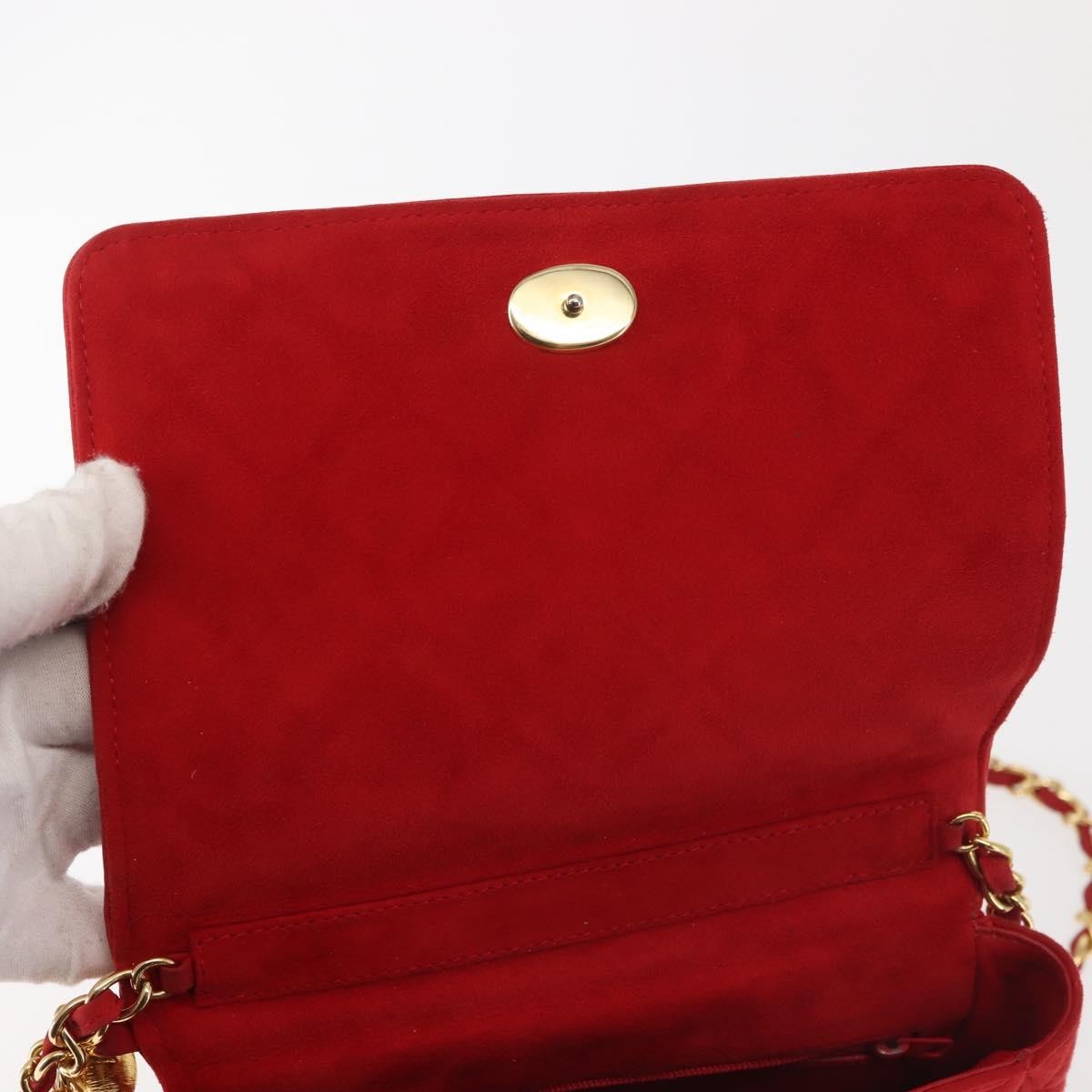 Chanel Vintage Tassel Full Flap Shoulder Bag Quilted Suede, RED, SUEDE, Shoulder bag