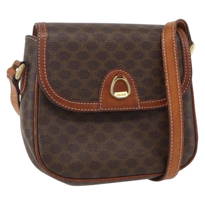 Celine Vintage Macadam Shoulder Bag Canvas and Leather, BROWN, CANVAS, Shoulder bag