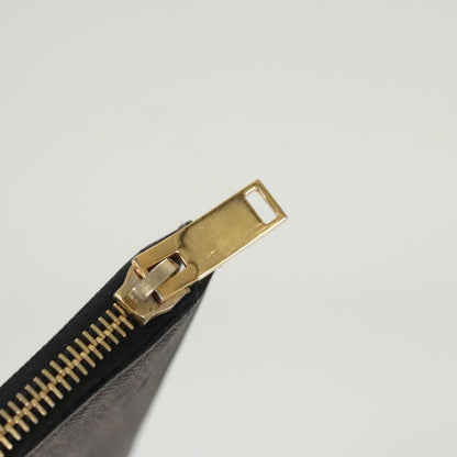 Saint Laurent Zip Pouch Monogram Canvas, BROWN, PVC, Clutche & pouche