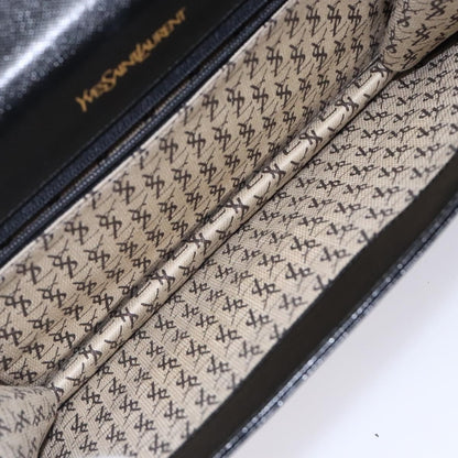 Saint Laurent Vintage Envelope Flap Clutch Leather, BLACK, LEATHER, Clutche & pouche