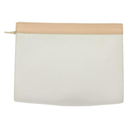 Loewe Flat Zip Pouch Leather, WHITE, LEATHER, Clutche & pouche