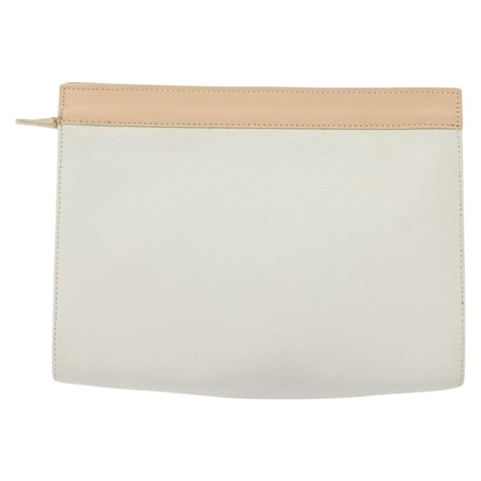 Loewe Flat Zip Pouch Leather, WHITE, LEATHER, Clutche & pouche