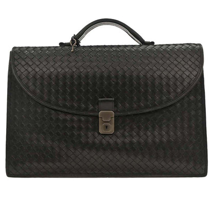 Bottega Veneta Intrecciato Briefcase Leather, BLACK, LEATHER, Briefcase