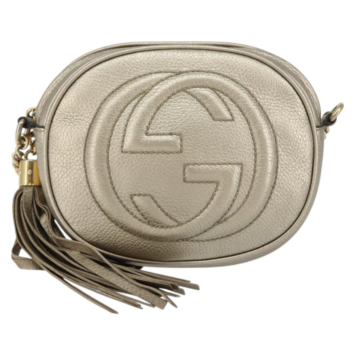 Gucci Soho Chain Bag Leather, GOLD, LEATHER, Shoulder bag