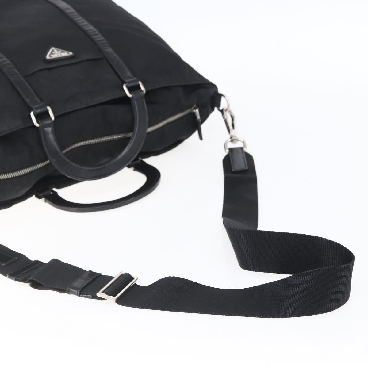 Prada Vintage Tote Tessuto with Leather, BLACK, NYLON, Tote bag