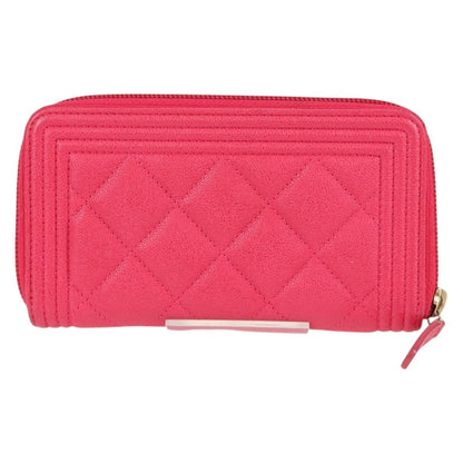 Chanel Compact Boy Wallet Caviar, PINK, LEATHER, Wallets