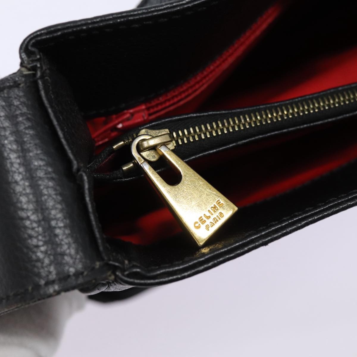 Celine Shoulder Bag Leather, BLACK, LEATHER, Shoulder bag