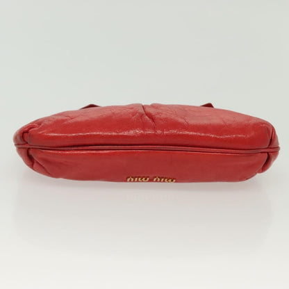 Miu Miu Zip Wristlet Pouch Leather, RED, LEATHER, Clutche & pouche
