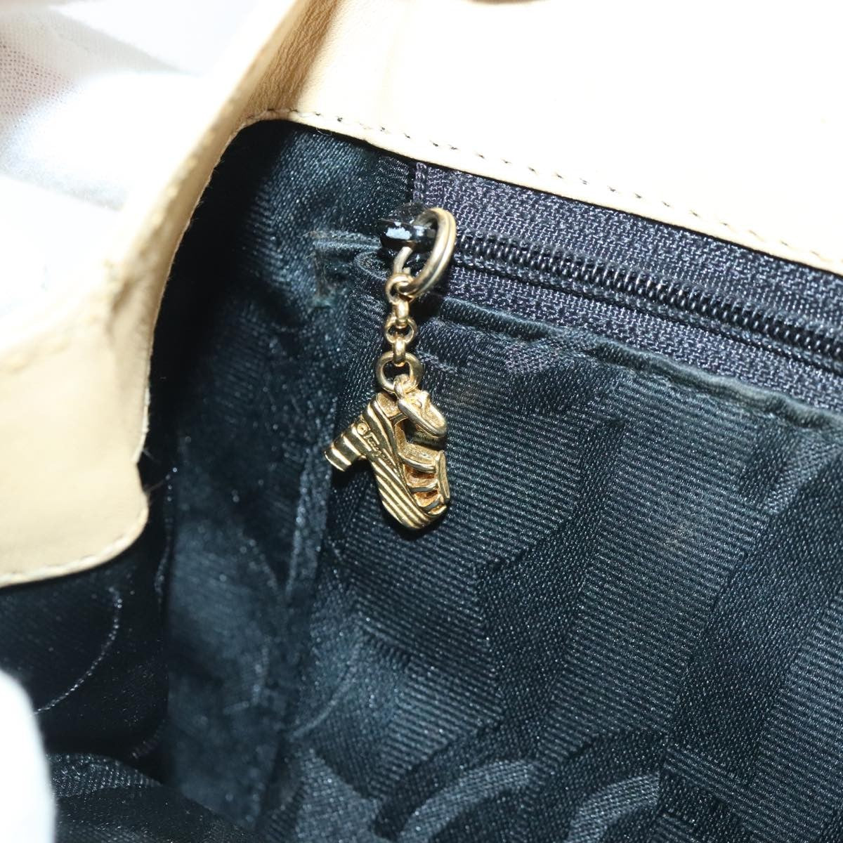 Salvatore Ferragamo Vintage Shoulder Bag Leather, BEIGE, LEATHER, Shoulder bag