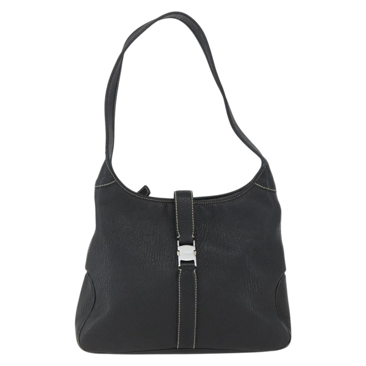 Salvatore Ferragamo Vintage Shoulder Bag Leather, BLACK, LEATHER, Shoulder bag