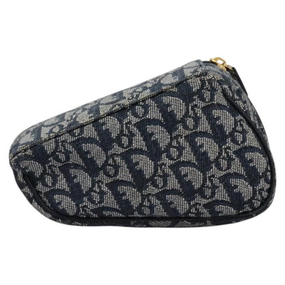 Christian Dior Saddle Zip Pouch Diorissimo Canvas, NAVY, CANVAS, Clutche & pouche
