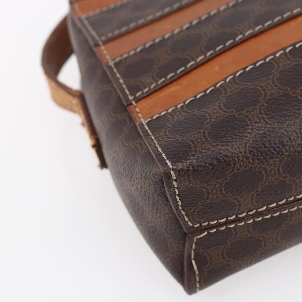 Celine Vintage Macadam Shoulder Bag Canvas and Leather, BROWN, CANVAS, Shoulder bag