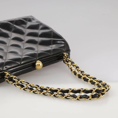 Chanel Vintage Chain Frame Bag Quilted Patent, BLACK, PATENT_LEATHER, Handbag
