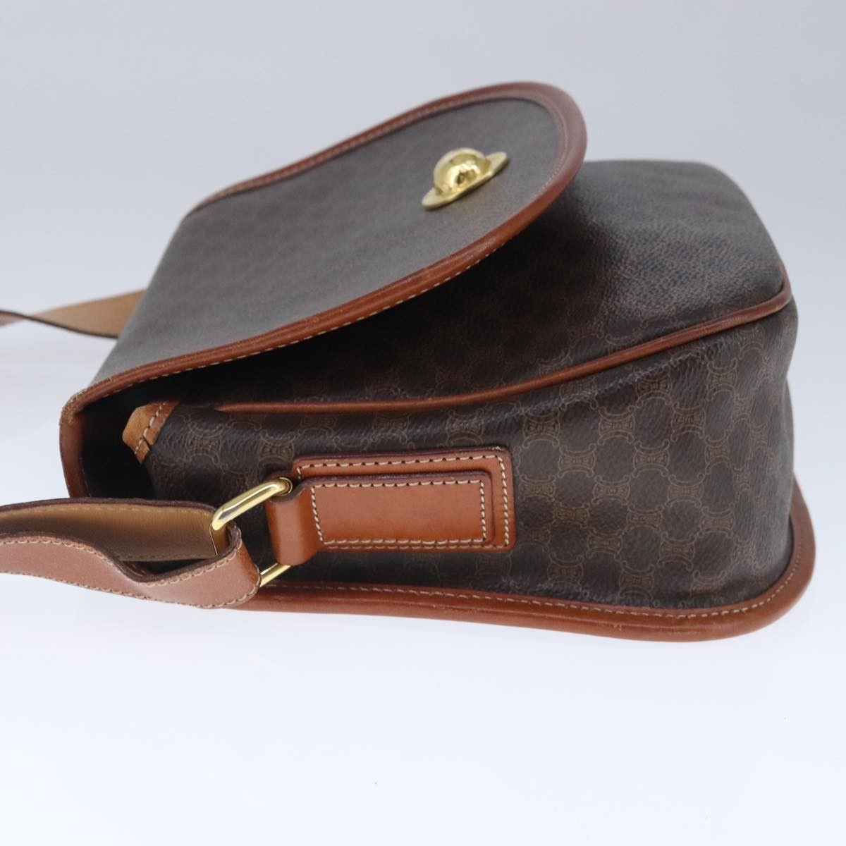 Celine Macadam Shoulder Bag PVC Leather, BROWN, CANVAS, Shoulder bag