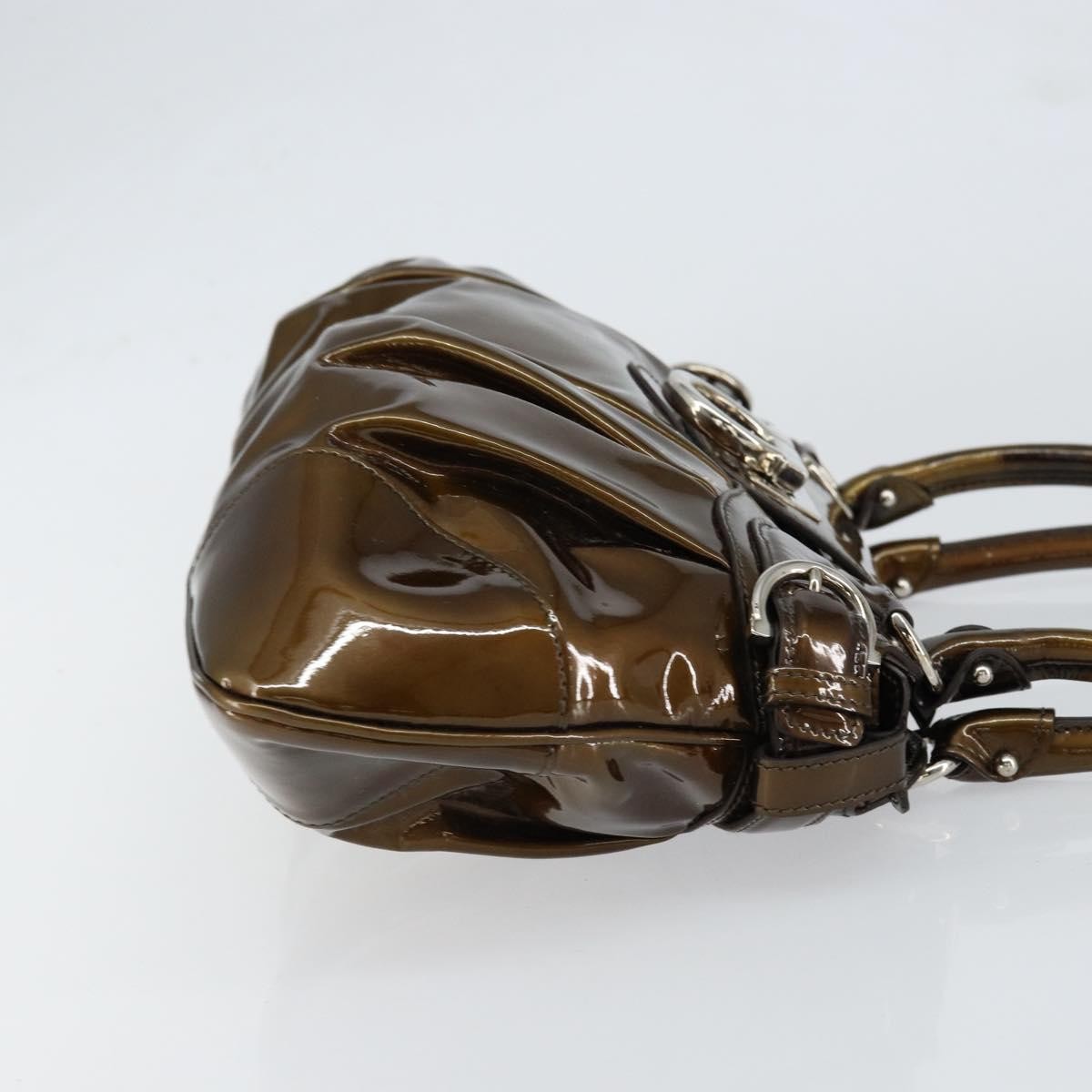 Salvatore Ferragamo Gancini handbag Patent leather, BROWN, PATENT_LEATHER, Handbag
