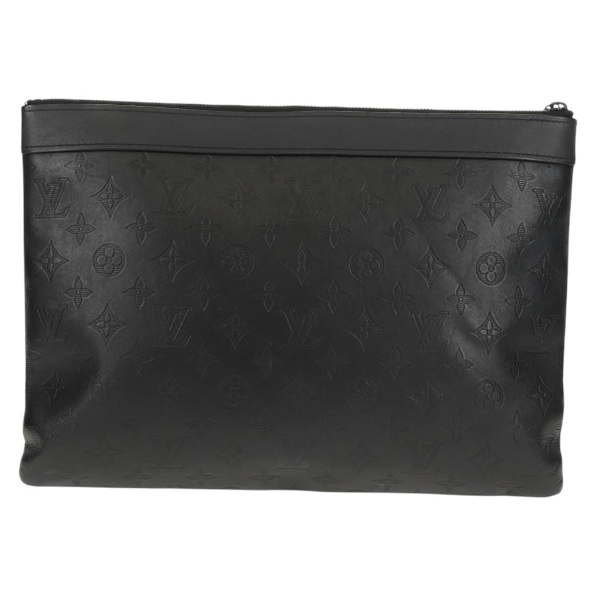 Louis Vuitton Discovery Pochette Monogram Shadow Leather, BLACK, LEATHER, Clutche & pouche