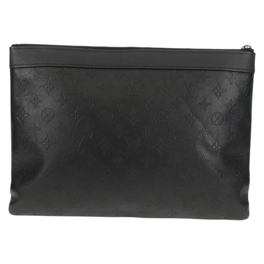 Louis Vuitton Discovery Pochette Monogram Shadow Leather, BLACK, LEATHER, Clutche & pouche