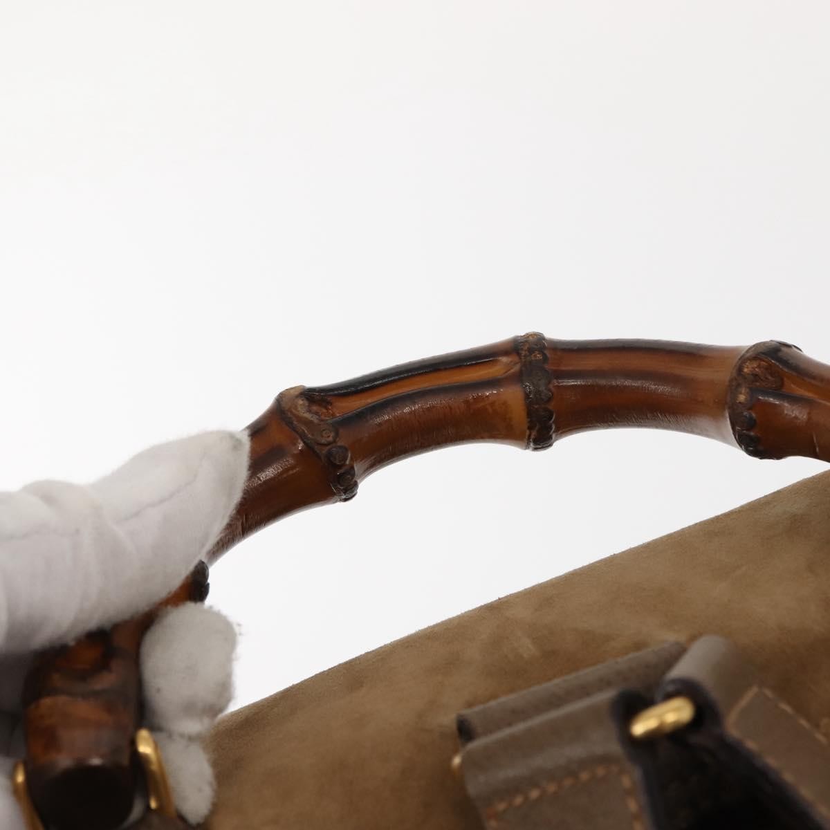 Gucci Vintage Bamboo Backpack Suede, BROWN, SUEDE, Backpack