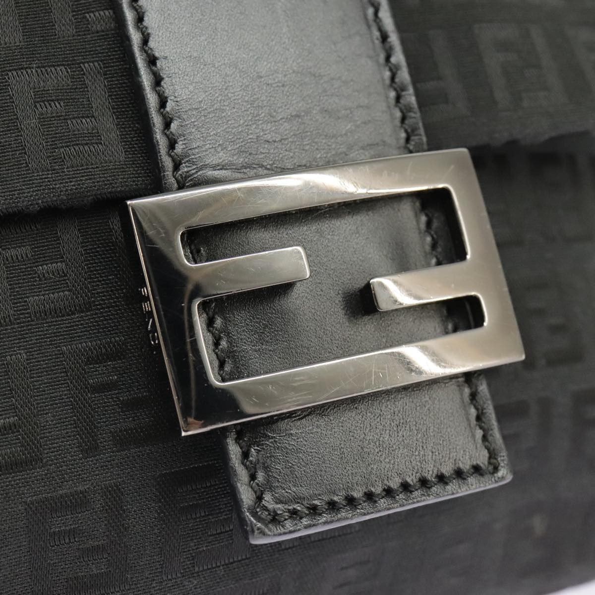 Fendi Mamma Baguette Shoulder Bag Canvas, BLACK, CANVAS, Shoulder bag