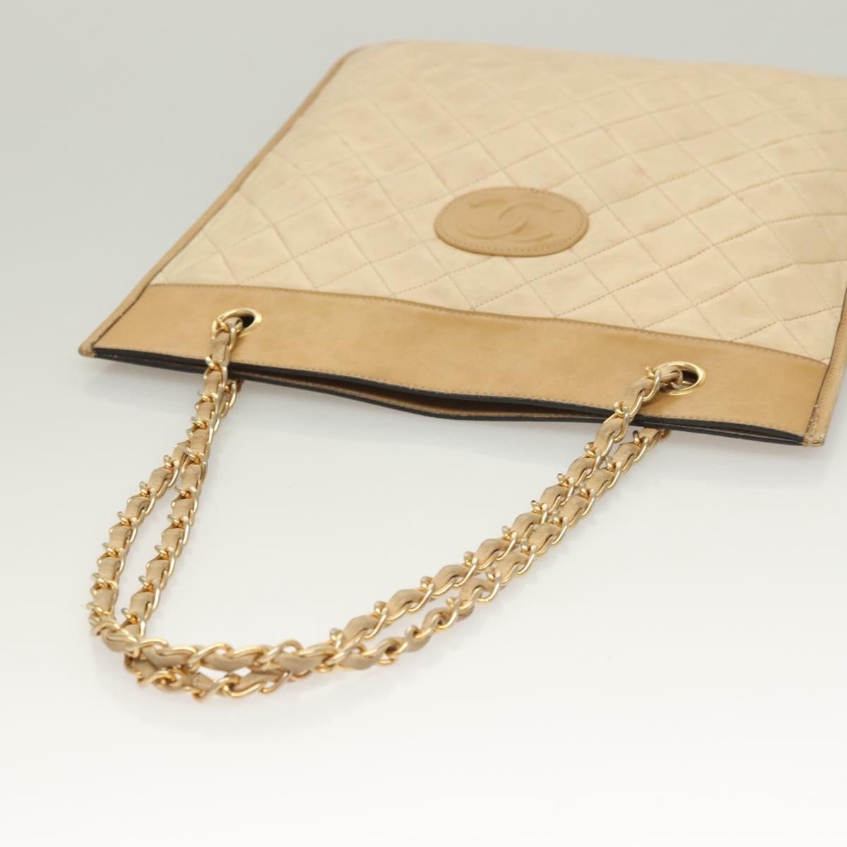 Chanel Chain Shoulder Bag Leather, BEIGE, LEATHER, Shoulder bag