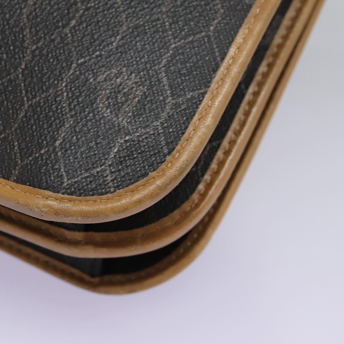 Christian Dior Vintage Honeycomb Flap Crossbody Bag Canvas and Leather, BLACK, CANVAS, Crossbody bag