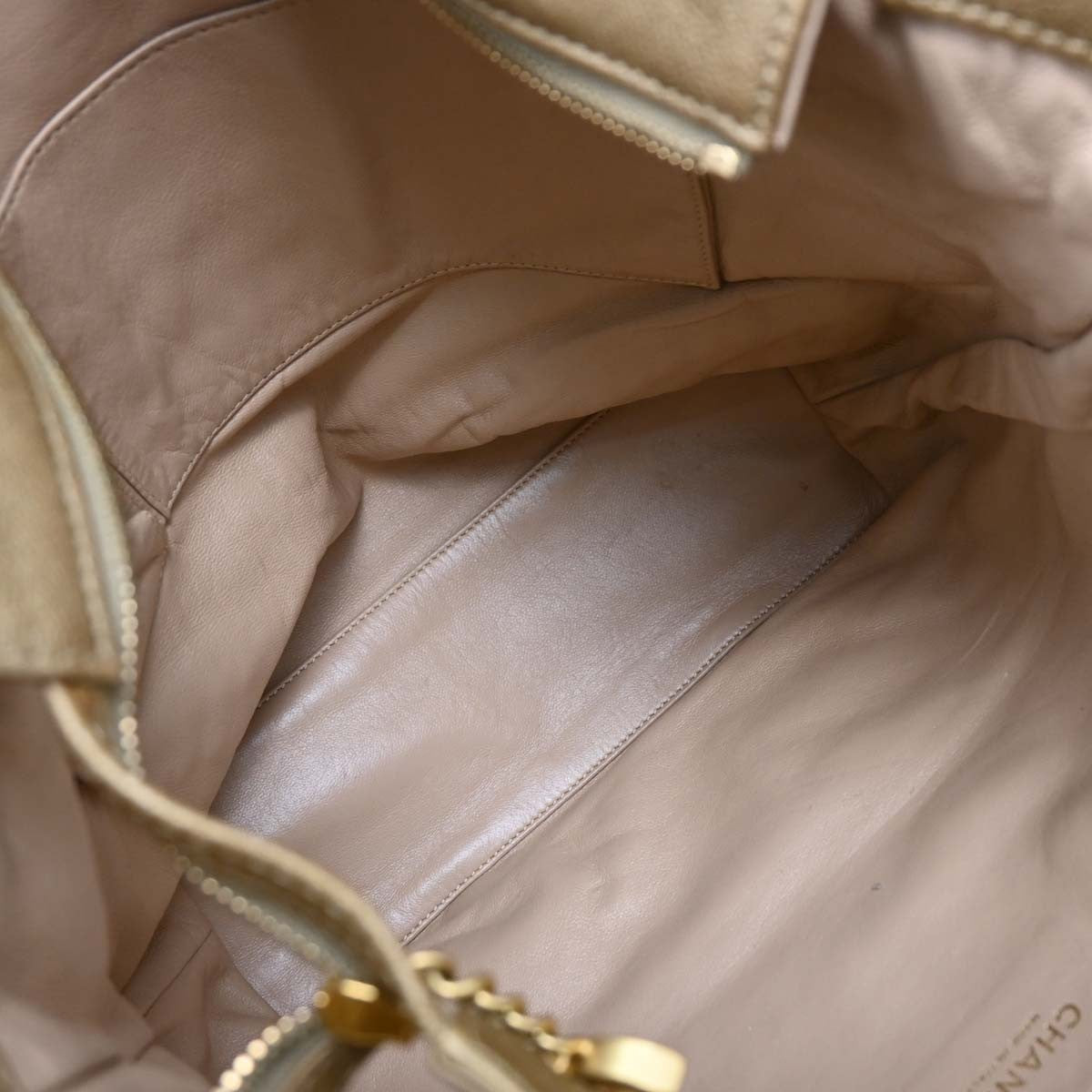 Chanel Luxe Ligne Zipped Tote Leather, GOLD, LEATHER, Tote bag