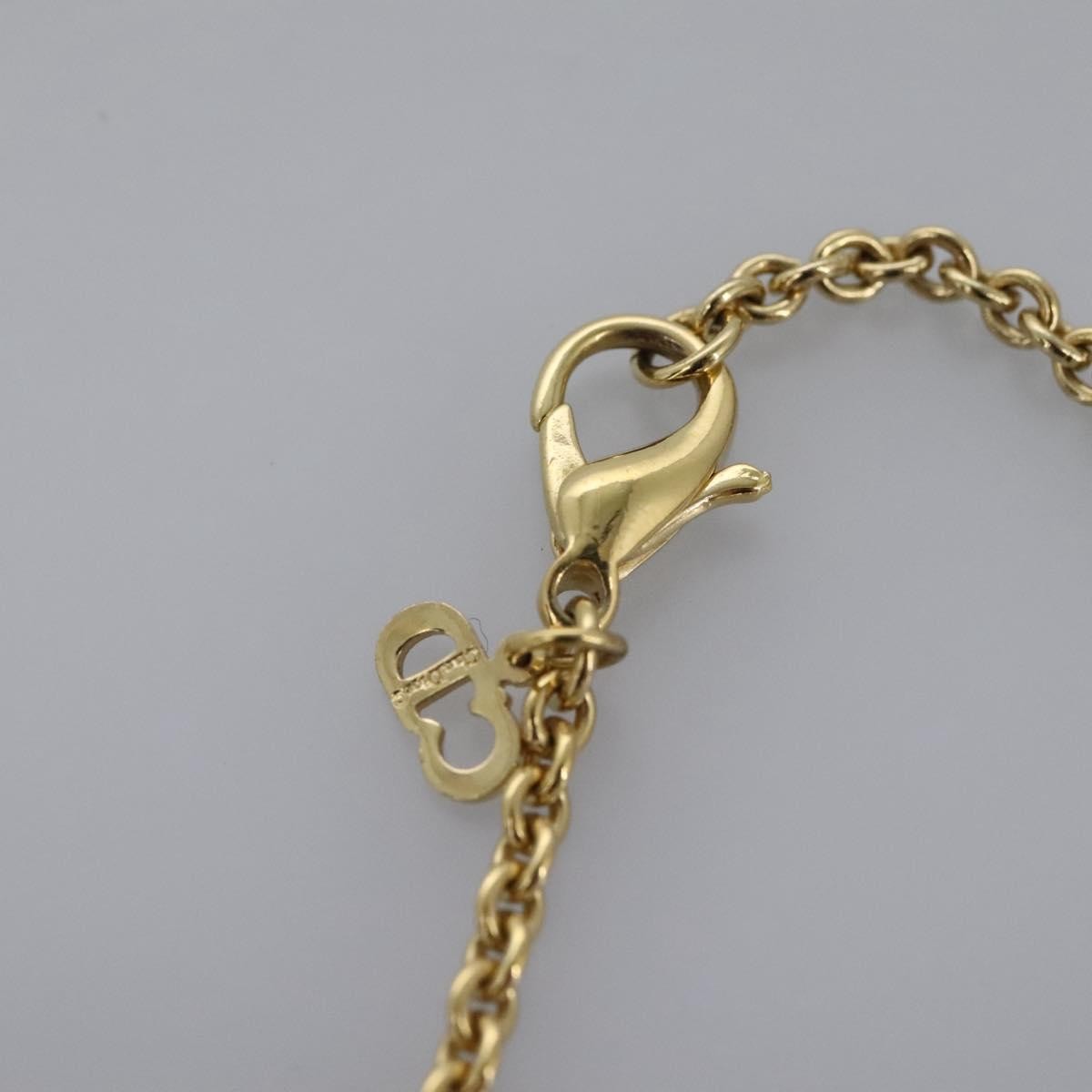 Christian Dior Logo Pendant Necklace Metal with Crystal, GOLD, METAL, Necklace
