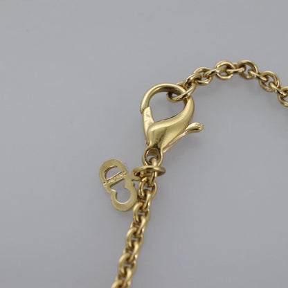 Christian Dior Logo Pendant Necklace Metal with Crystal, GOLD, METAL, Necklace