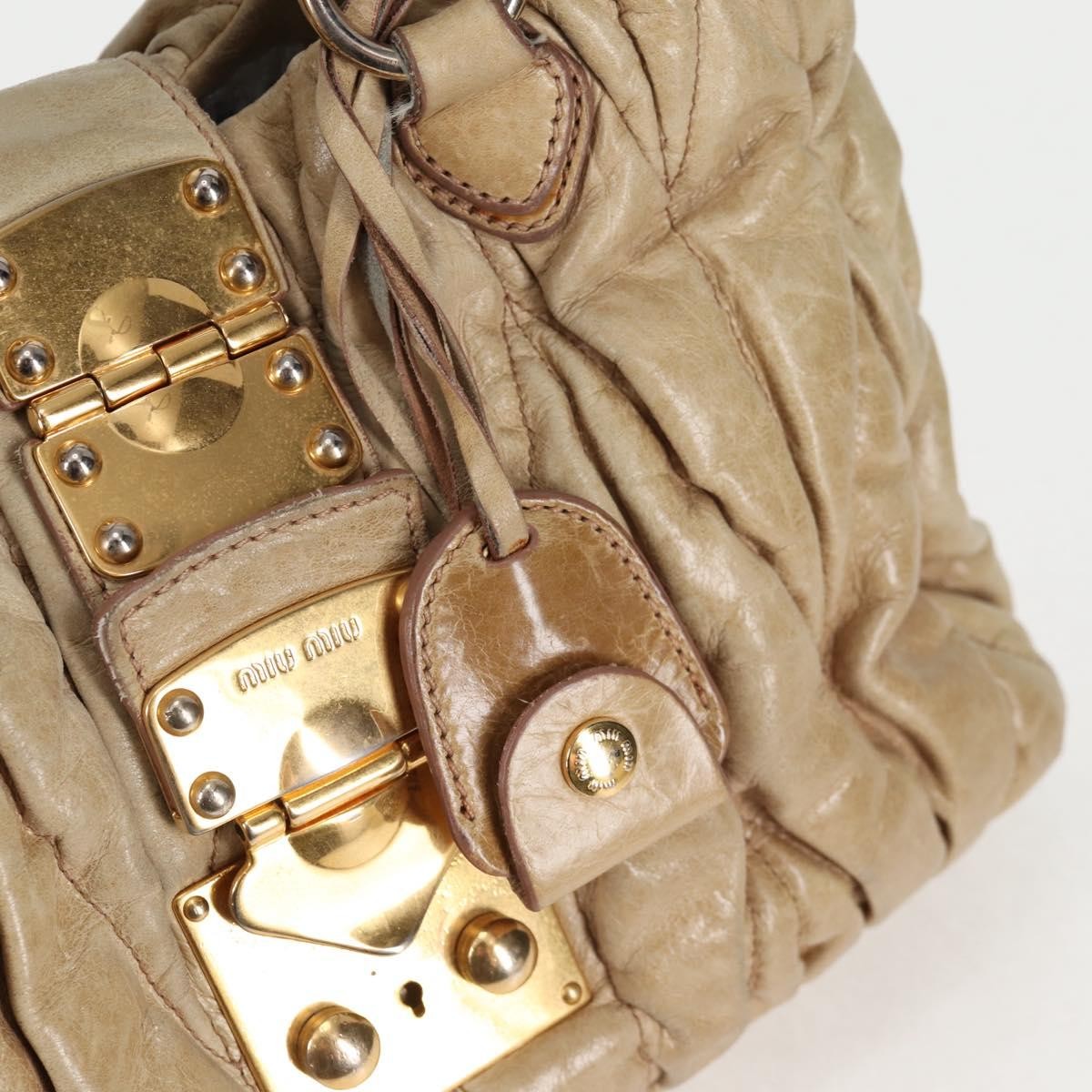 Miu Miu Coffer Convertible Satchel Leather, BEIGE, LEATHER, Handbag