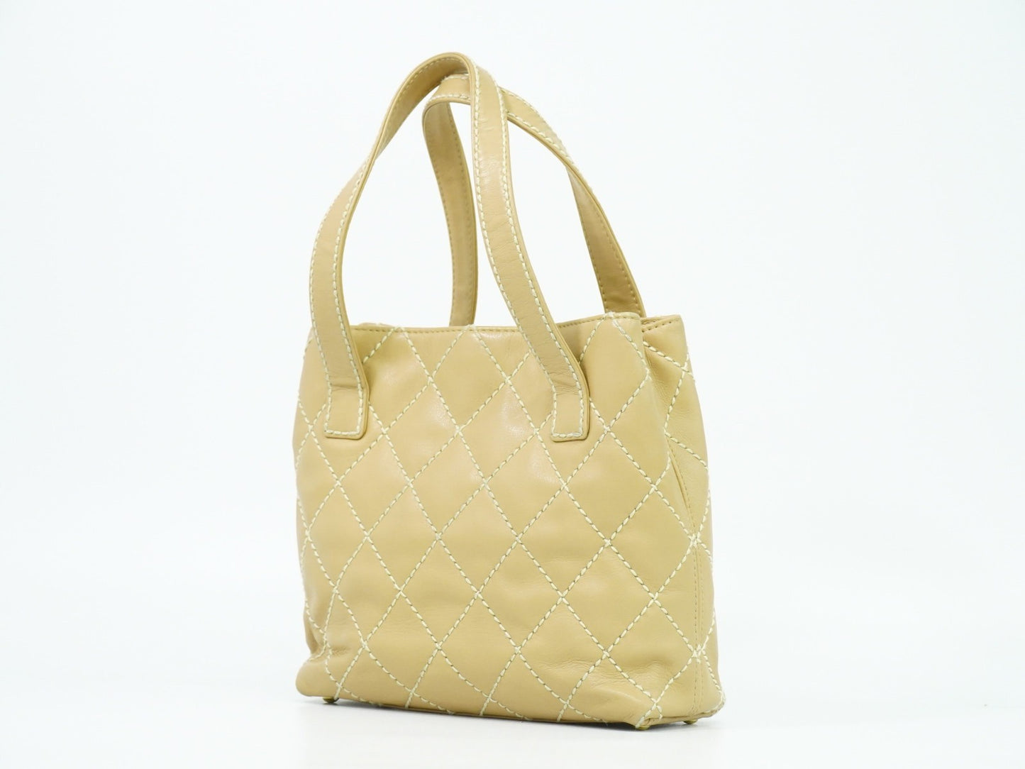 Chanel Surpique Tote Quilted Leather, BEIGE, LEATHER, Tote bag