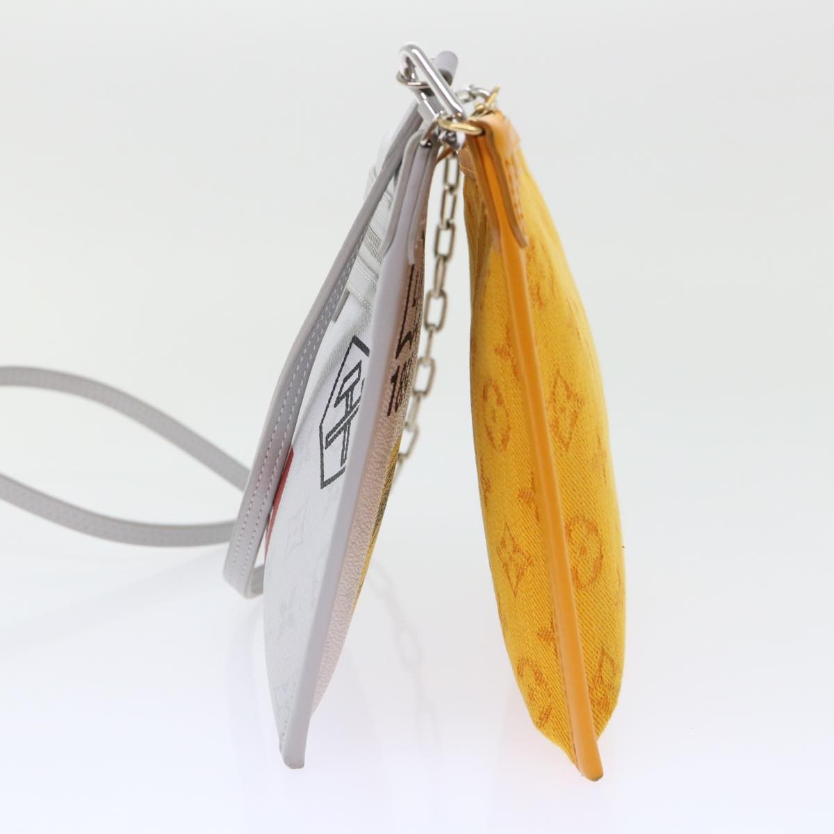 Louis Vuitton Double Flat Messenger Bag Limited Edition Logo Story Monogram Canvas and Denim, WHITE, CANVAS, Shoulder bag