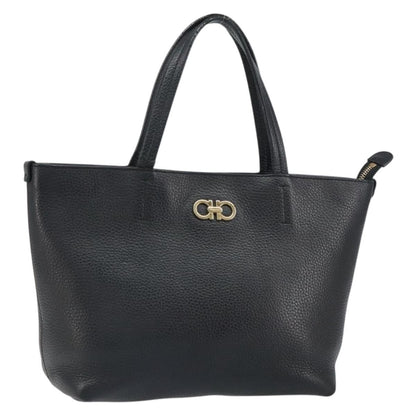 Salvatore Ferragamo Gancini Tote Leather, BLACK, LEATHER, Tote bag