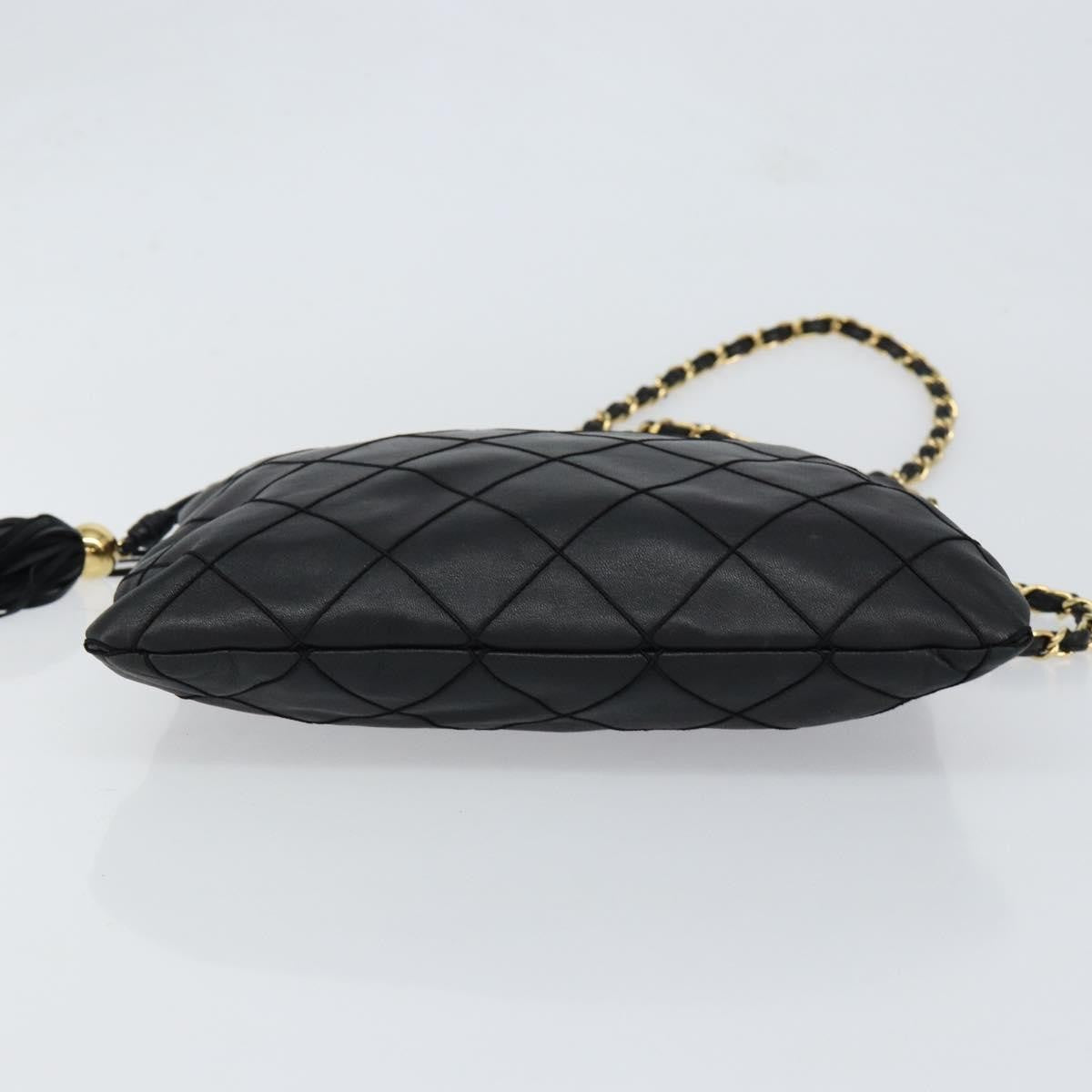 Chanel Vintage Shoulder Bag Leather, BLACK, LEATHER, Shoulder bag