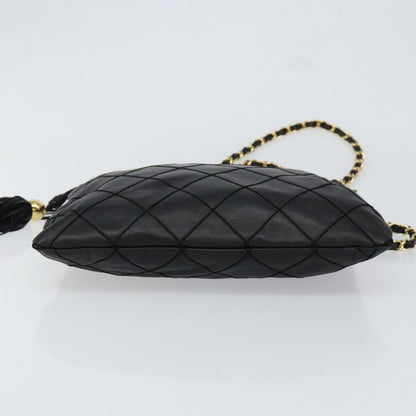 Chanel Vintage Shoulder Bag Leather, BLACK, LEATHER, Shoulder bag