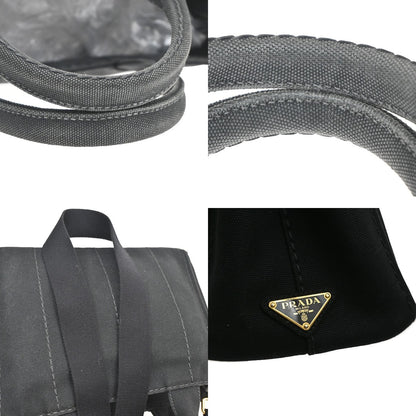 Prada Canapa Convertible Tote Canvas, BLACK, CANVAS, Tote bag