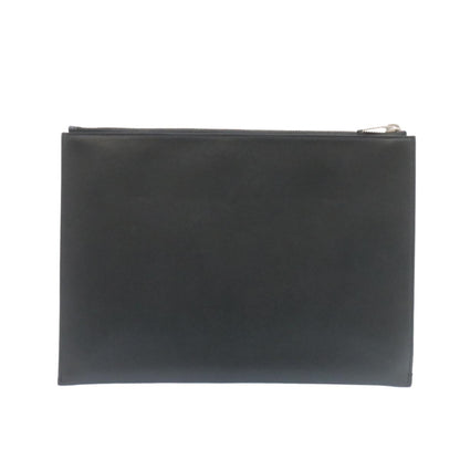 Saint Laurent Zip Pouch Leather, BLACK, LEATHER, Clutche & pouche