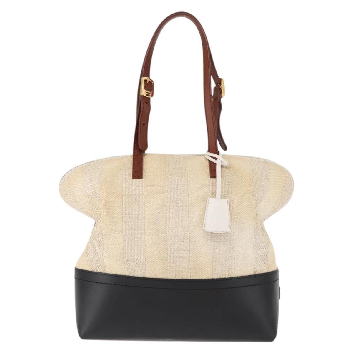 Fendi Pequin 2Bag Canvas and Leather, BEIGE, CANVAS, Tote bag