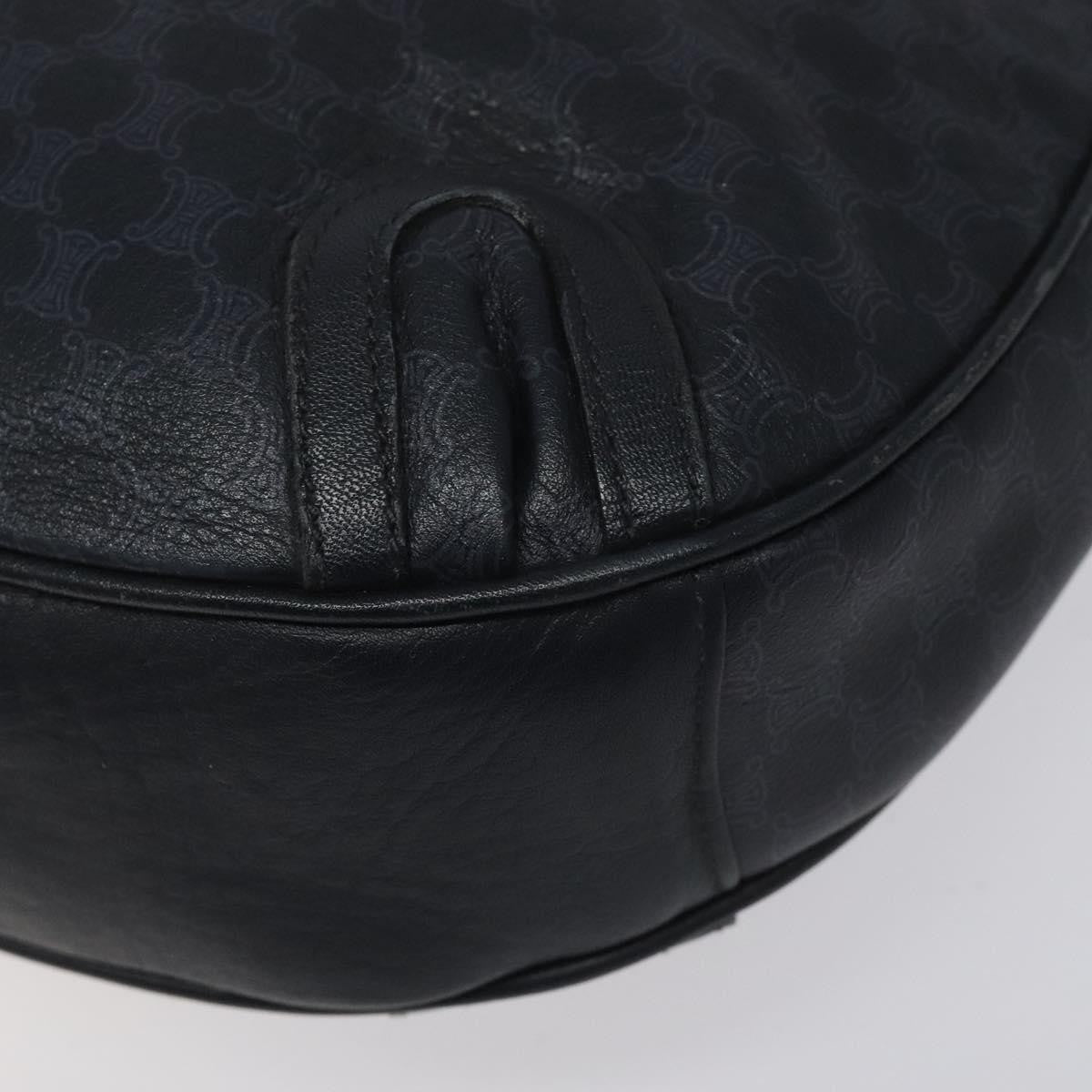 Celine Vintage Macadam Shoulder Bag Canvas and Leather, BLACK, CANVAS, Shoulder bag