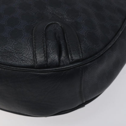 Celine Vintage Macadam Shoulder Bag Canvas and Leather, BLACK, CANVAS, Shoulder bag
